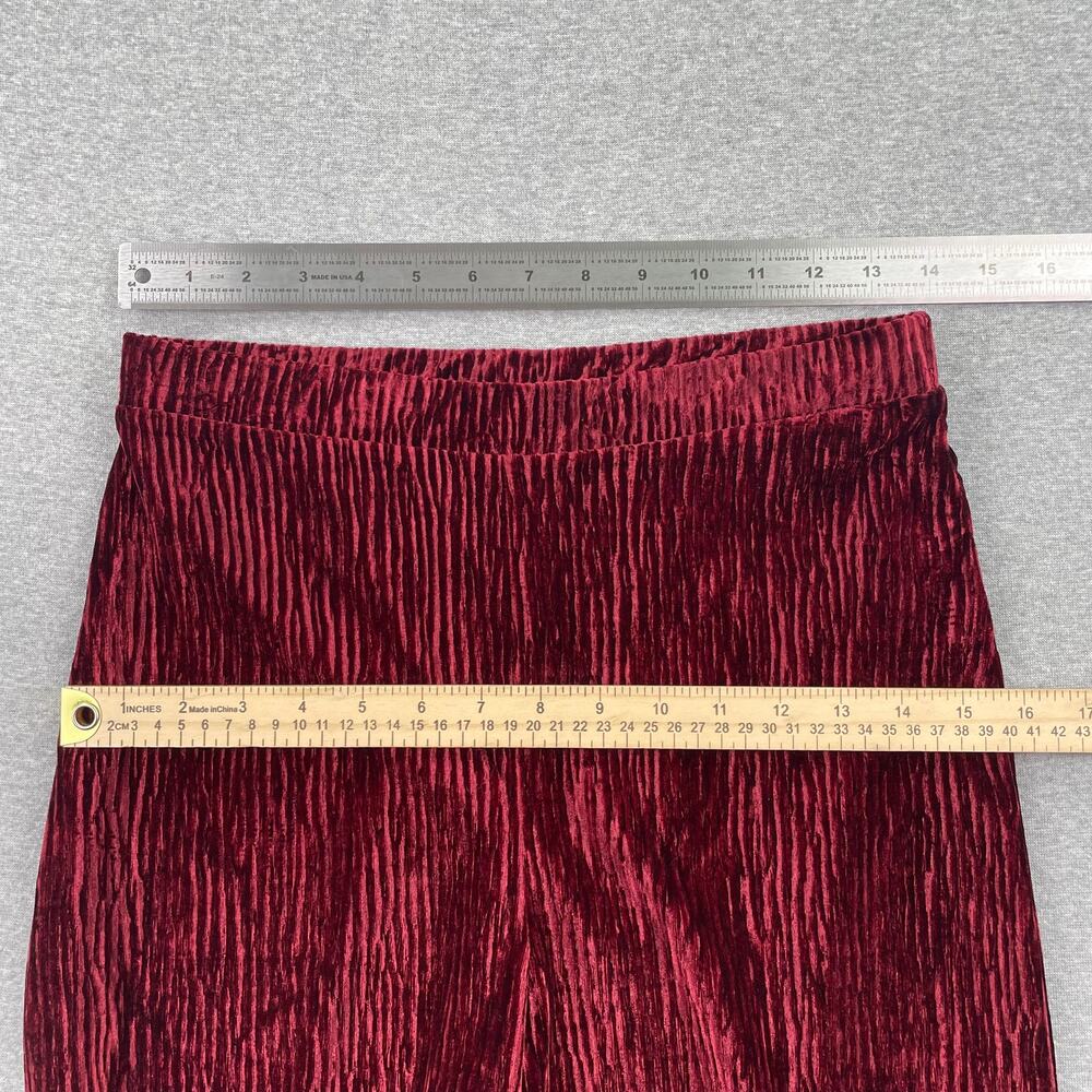 Naked Wardrobe Velvet Wide-Leg Pants Womens M Red Plush Whimsigoth Glam Pull-On - Picture 5 of 11
